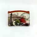 Retro canvas coin purse with Eiffel Tower print and silver zipper closure - Style 2#