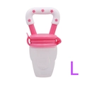 Pink silicone baby fruit feeder pacifier with star handle in size large L - L / Rose Red