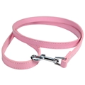 Pink PU leather pet leash with sturdy silver metal swivel hook for small dogs and cats - Light Pink