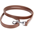 Brown PU leather pet leash with durable silver metal swivel hook and stitching - Size XS 1.0cm*120cm Round Rope Style / Coffee