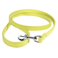 Yellow PU leather pet leash with reinforced stitching and durable silver metal swivel hook - Yellow