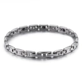 Polished titanium steel magnetic therapy bracelet with H-shaped links in silver finish - Single Bracelet KB98897-K