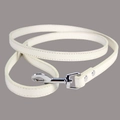 Elegant white PU leather pet leash with silver metal buckle and reinforced white stitching - White