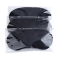 Three-piece set of breathable black sleep masks individually wrapped in clear poly bags - Black Flat Packaging No Bridge