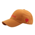 Ginger yellow baseball cap with red Airhead text and broken heart embroidery detail - Adjustable / Yellow