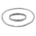 Titanium steel jewelry set with bracelet and necklace featuring polished silver finish - Necklace & Bracelet Set