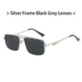 Heren zonnebril aviator-stijl met zilveren metalen frame en donkergrijze glazen - Zilveren Frame Zwart Grijze Lenzen