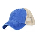 Cappellino baseball blu in cotone lavato con fronte in denim e rete traspirante beige - Blu Scuro Con Fibbia In Metallo