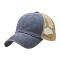 Cappellino trucker in cotone lavato grigio-blu e kaki con retro in rete traspirante - Grigio Con Fibbia In Metallo