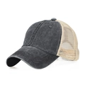 Cappellino trucker vintage lavato nero e beige con tessuto in cotone invecchiato - Nero Con Fibbia In Metallo