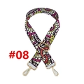 Close-up of Bohemian patterned bag strap with golden metal swivel hooks and adjuster - #08 Purple Yellow Geometric