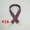 Detail of adjustable ethnic style bag strap with red blue geometric pattern and gold hooks - #16 Colorful Geometric
