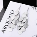 Long silver fringe earrings with layered teardrop metallic sequins for women - S4303 Multi-layer Silver Drop