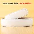 White 2.4cm genuine leather belt strap with fine stitching and a clean minimalist texture - 2.4cm White Double Stitched
