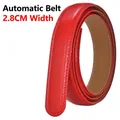 Vibrant red 2.8cm wide leather belt strap with white stitching and tan inner lining - 2.8cm Red Double Stitched