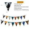 3m Halloween paper bunting featuring pumpkin and grim reaper patterns for party decor - Halloween Colorful Triangle Banner