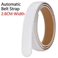 2.8cm wide white leather belt strap for automatic buckles with brown inner side - 2.8cm White Double Stitched