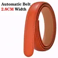 Orange genuine leather replacement belt strap without buckle, width 2.8cm with fine stitching - 2.8cm Orange Double Stitched