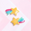 Resin yellow star accessories with colorful gradient tails for DIY slime and phone case decor - Yellow Star Bunting
