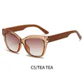 Cat-eye zonnebril met transparant thee-montuur en bruine verloopglazen voor dames en heren - Transparant Thee Frame Dubbelbruine Lenzen