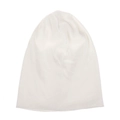 Minimalist kids pure white cotton knit beanie cap for autumn and winter outfits - White