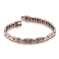 Elegante pulsera de magnetoterapia en oro rosa con eslabones en X y cierre desplegable - Oro Rosa (KB98896-K)