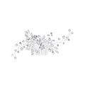 Elegant bridal hair comb with white pearls and crystals on silver wire base - Standard Edition / Silver