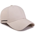 Classic beige baseball cap with side black embroidery detail and cotton twill texture - Adjustable / Khaki