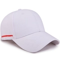 White baseball cap with red 'GEGEEN DOMOG' embroidery in a classic 6-panel design - Adjustable / White with Red Embroidery