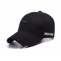 Kids black cotton baseball cap featuring triple silver metal rings and side embroidery - Black With Metal Rings