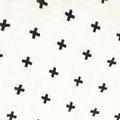White baby muslin swaddle blanket featuring a minimalist black cross pattern print - Cross