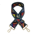 Colorful geometric pattern woven shoulder strap with gold metal buckles for crossbody bags - Film Grid