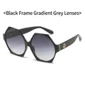Gafas de sol hexagonales negras con lentes grises degradadas y detalles dorados - Montura Negra Lente Gris Degradado