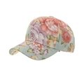 Green baseball cap with floral lace print and curved brim for outdoor sun protection - Light Blue