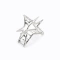 Silver star metal hair claw clip with hammered texture and secure spring design - Silver