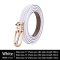 Cintura sottile in pelle bianca da donna, larghezza 1,1 cm con fibbia a ferro di cavallo - 105cm / Bianco