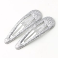 Paire de barrettes à paillettes argentées pour enfants en métal poli brillant - Argent Blanc
