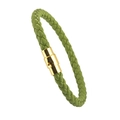 Grünes geflochtenes Lederarmband für Damen mit edlem goldenem Magnetverschluss - Grün