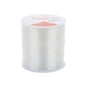 Macro detail of 0.8mm clear elastic bead cord for DIY jewelry making on 100m spool - 0.4mm 80m/Roll / Transparent (Yellow Label)