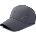 Dunkelgraue atmungsaktive Mesh-Baseballkappe mit seitlichem Schriftzug für Outdoor-Sonnenschutz - Verstellbar / Dunkelgrau