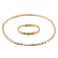 Polished golden magnetic titanium steel necklace and bracelet jewelry set for men and women - Necklace and Bracelet Set / Gold Set