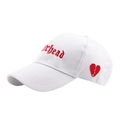 White baseball cap with red rhead letter embroidery and broken heart graphic - Adjustable / White
