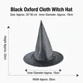 Black pointed Oxford cloth witch hat for Halloween with size dimensions 33cm by 30cm - Black Oxford Cloth Witch Hat