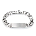 Gepolijste roestvrijstalen Cubaanse schakelarmband met een gladde rechthoekige ID-plaat op wit - Stijl 2-Cubaanse Schakelketting