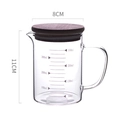 350ml heat resistant borosilicate glass measuring cup with dark wood lid and handle - 350ml Cup with Bamboo Lid