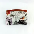 Vintage Eiffel Tower coin purse with Parisian postal prints and brown zipper trim - Style 1#