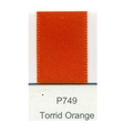 Polyester satin ribbon swatch in Torrid Orange color code P749 for gift wrapping - Torrid Orange (P749)
