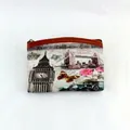 Vintage London theme coin purse with Big Ben print and zipper closure for women - Style 5#
