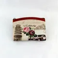 Vintage Italy coin purse with Leaning Tower of Pisa print and red zipper trim - Style 6#