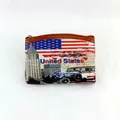 Retro American style coin purse featuring United States flag and vintage car print - Style 9#